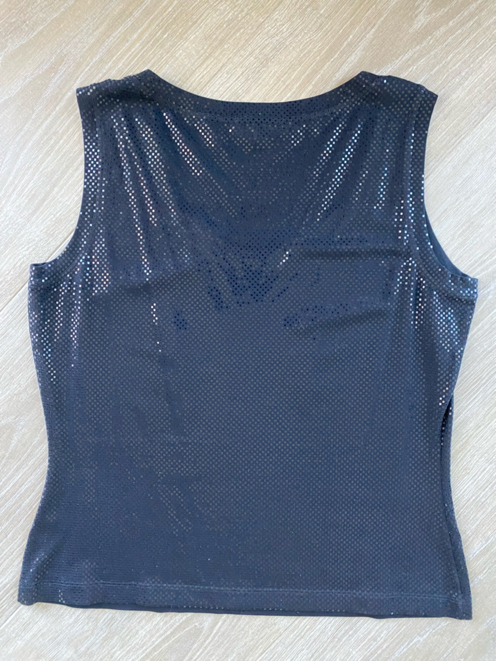 St. John Caviar Black Shimmer Sleeveless Tank Top Size Large - Picture 5 of 6